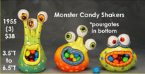 CM0404 - 1955  Clay Magic Three Monster Candy Shakers