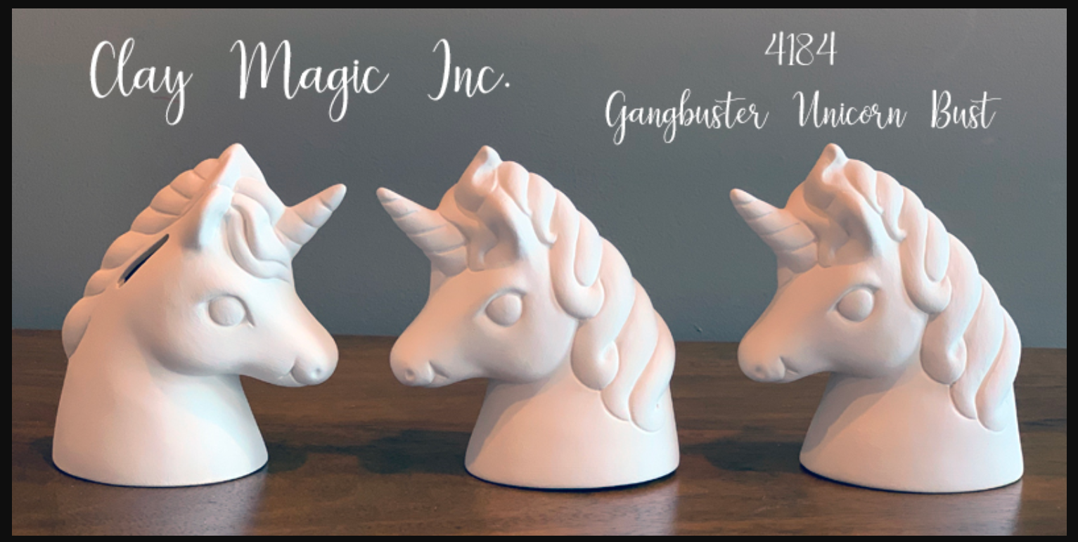 CM0463 - 4184 Clay Magic Gangbuster Unicorn Bust