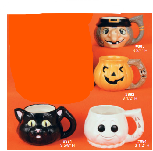 #881 Alberta Halloween Cat Mug plaster casting mold, new condition, view 2