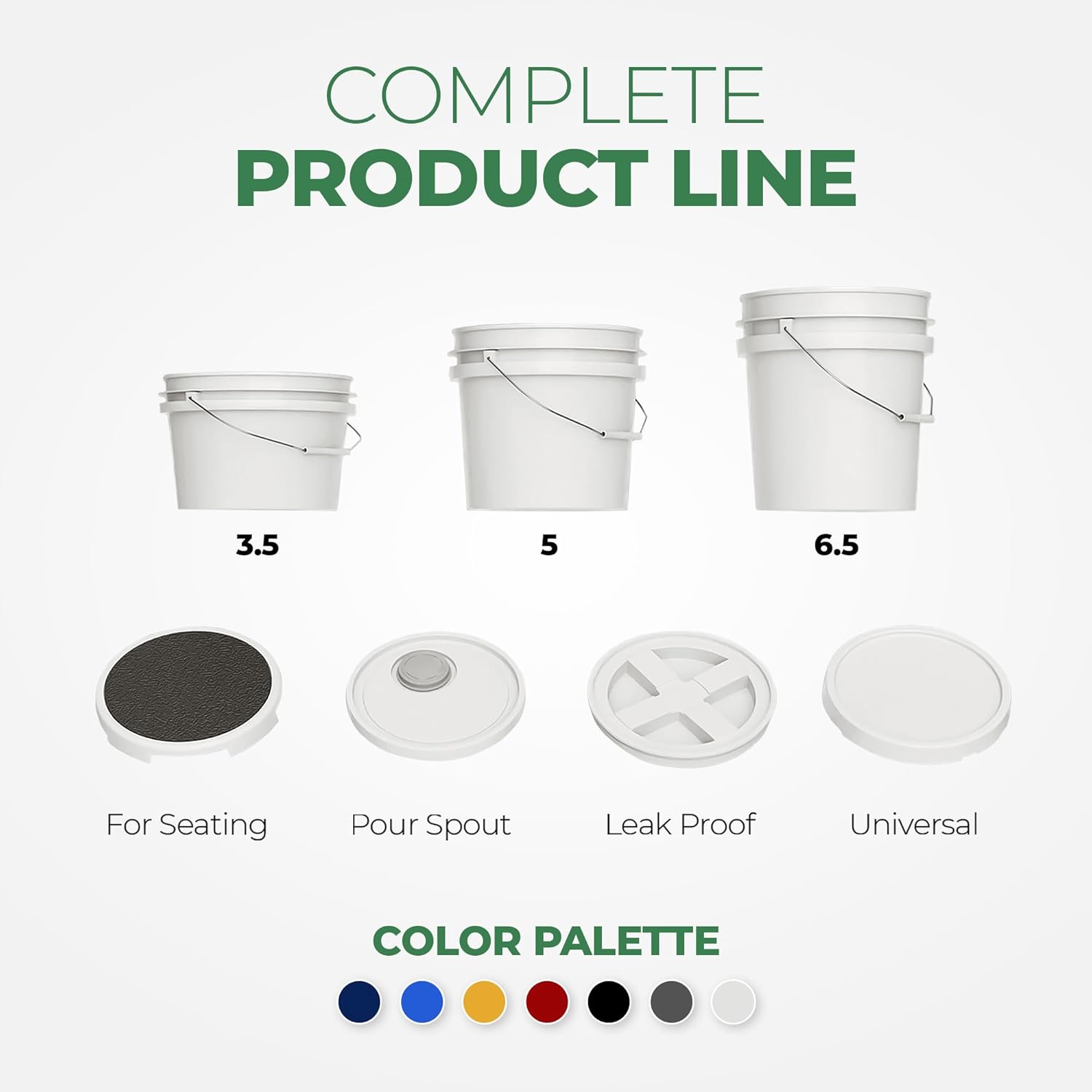 CMS0001 - 5-Gallon White Bucket Pail Container with Lid - White (2 Pcs)