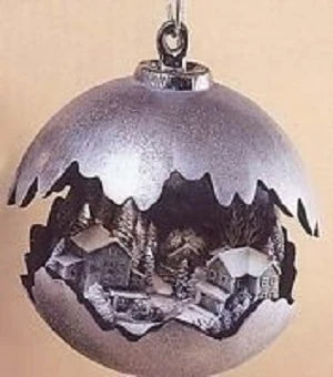 CM0010 - H516A Hershey  Large Round Ornament w-Covered Bridge, horse, sleigh & truck mold