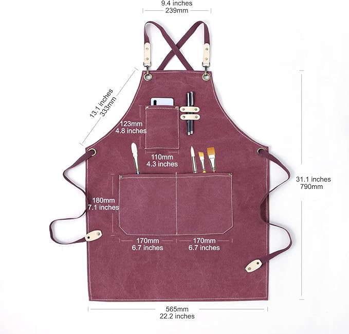 CMS0018 - Cotton Canvas Cross Back Apron - Mauve/Pink