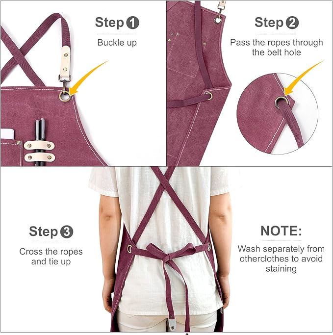CMS0018 - Cotton Canvas Cross Back Apron - Mauve/Pink