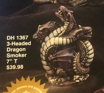 CM0606 - 1367 Doc Holliday 3 Headed Smoker Dragon