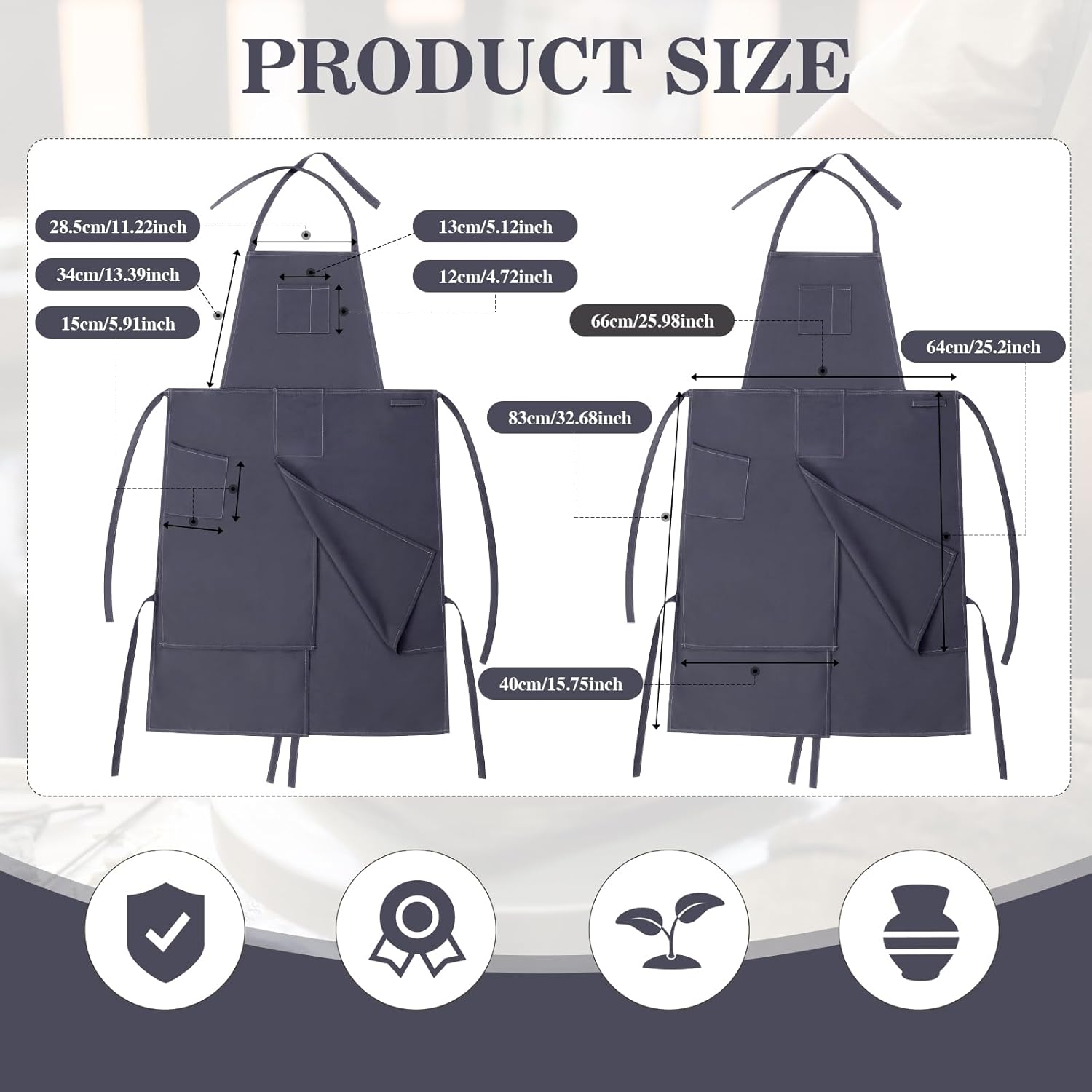 CMS046 - Split Leg Pottery Apron, 2 Layer DIY Ceramic Apron with Convertible Pants, Large Pockets Towel Loop Smock