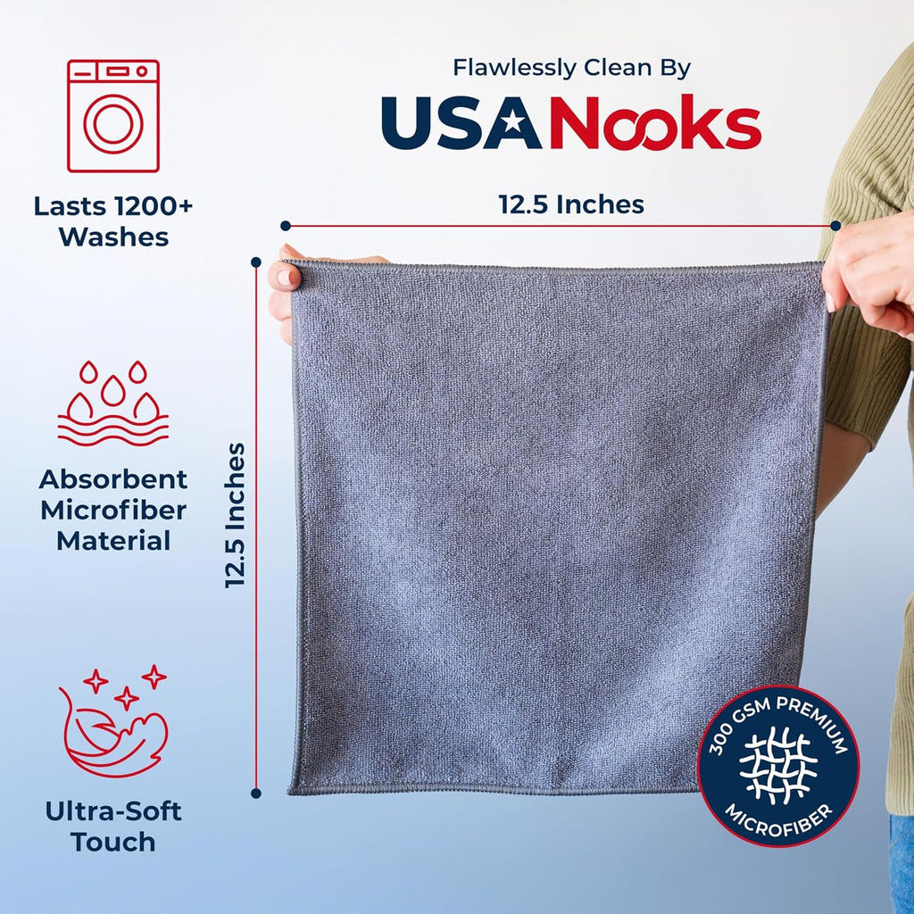CMS060 - Microfiber Cleaning Cloth Grey - (12.5"x12.5") - High Performance