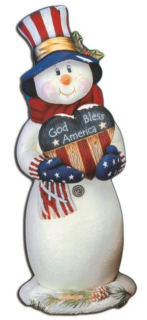 CM0018 - 3355 Kimple Wooden God Bless America Heart