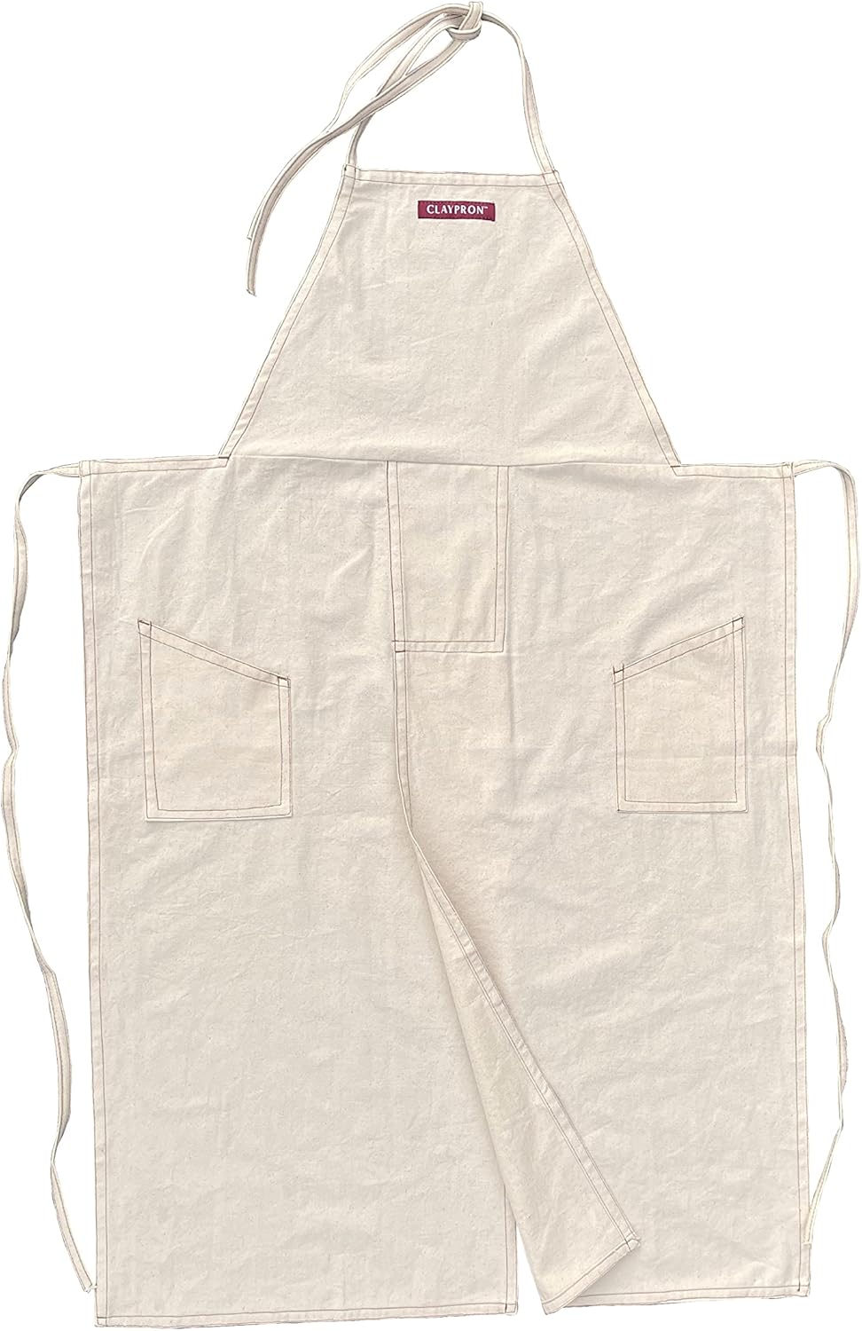 CMS0033 - Split Leg Apron, Cotton Canvas Full Coverage Pottery Apron for Artists, Overlap Design for Ceramics, Glazing, Wheel Throwing