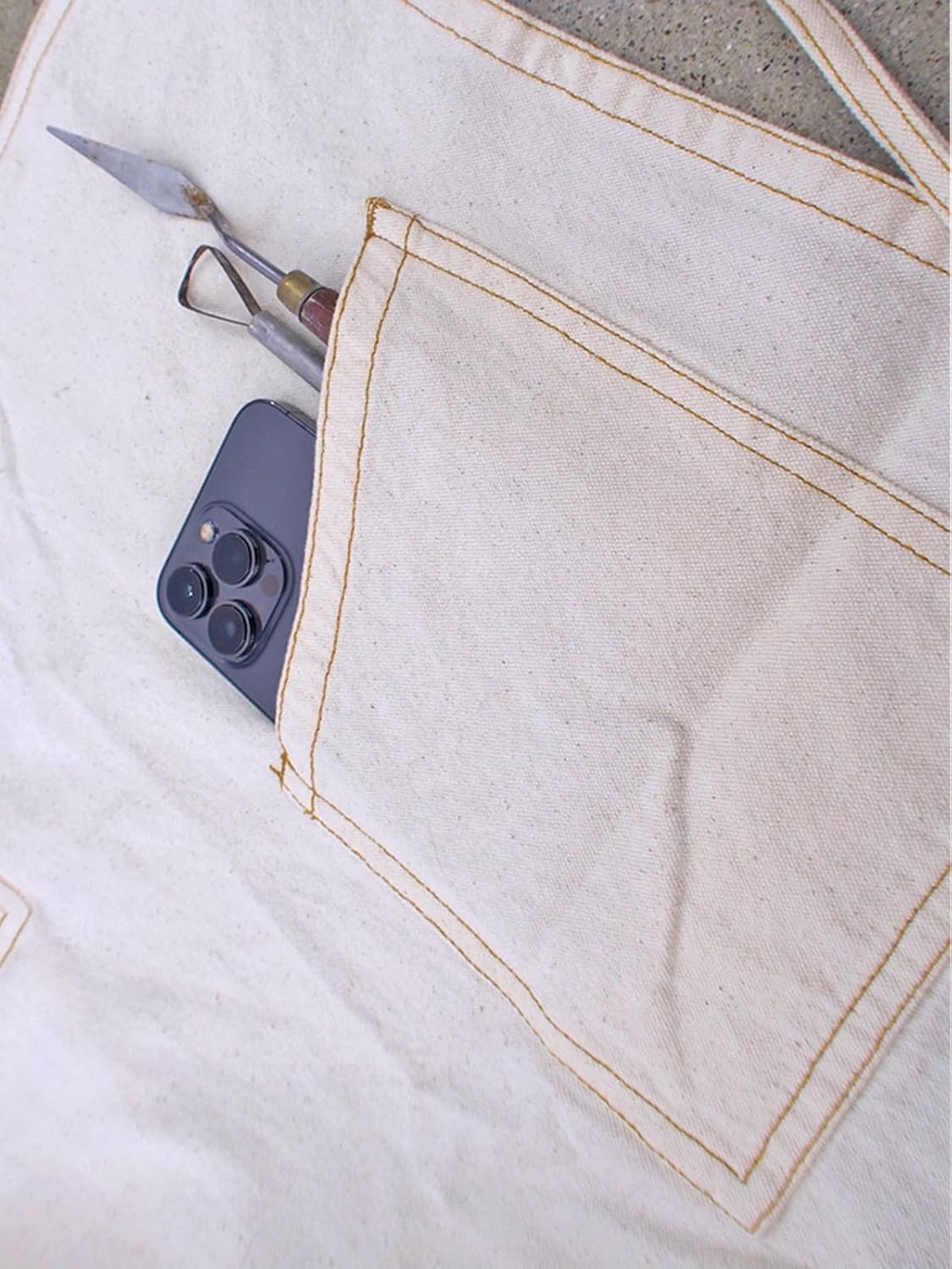 CMS0033 - Split Leg Apron, Cotton Canvas Full Coverage Pottery Apron for Artists, Overlap Design for Ceramics, Glazing, Wheel Throwing