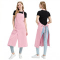 CMS048 - Split Apron with 3 Pockets, Unisex Pottery Apron with Adjustable Strap - Pink