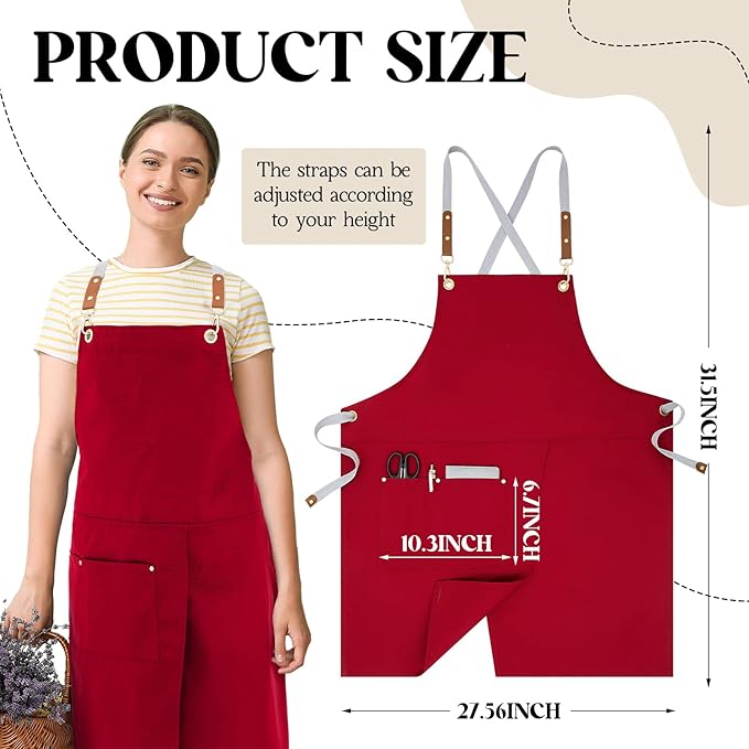 CMS047 - Crossback Pottery Apron Split Leg with Large Pocket Canvas Apron with Adjustable Strap