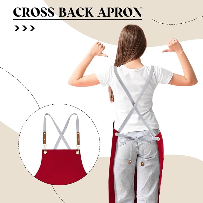 CMS047 - Crossback Pottery Apron Split Leg with Large Pocket Canvas Apron with Adjustable Strap