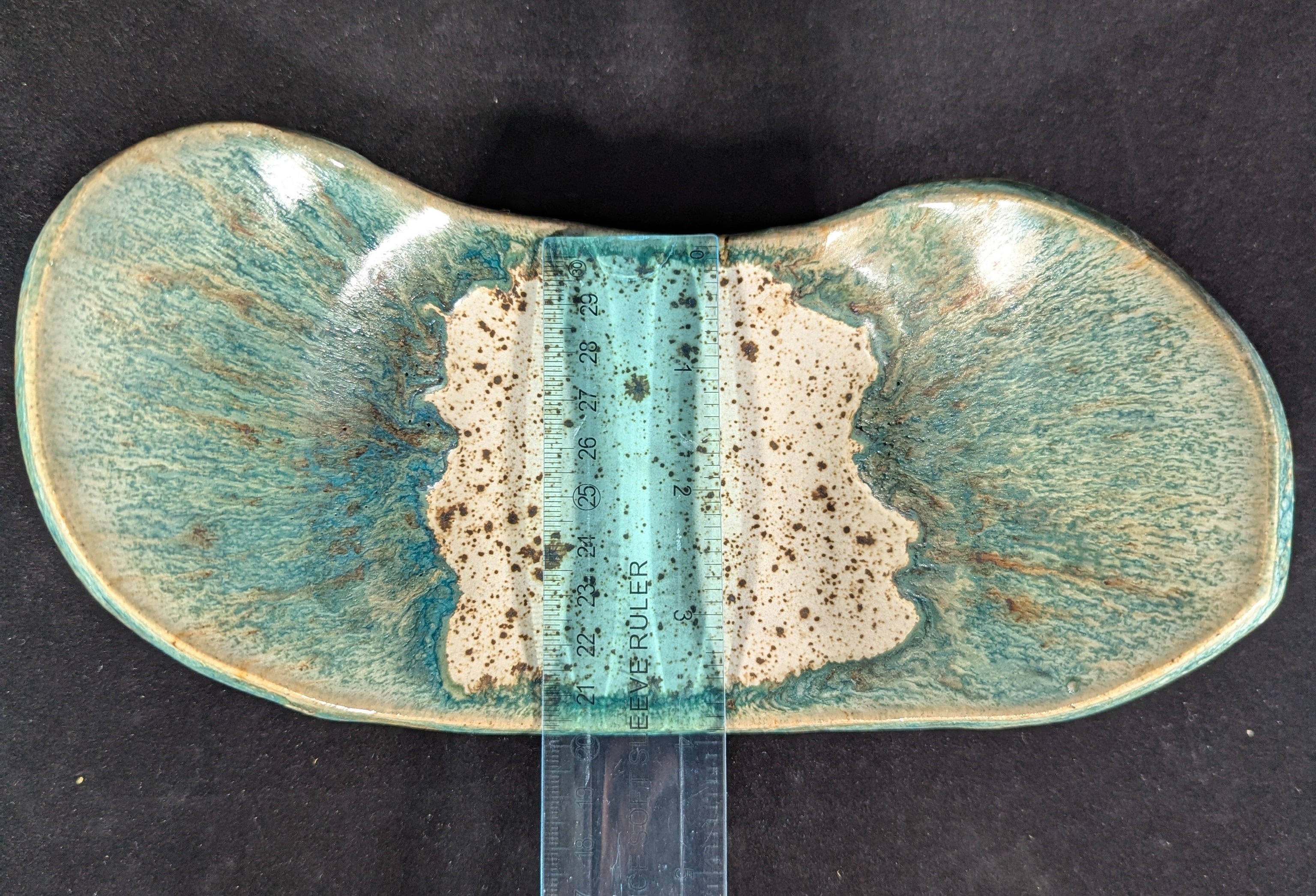 CMA0059 - Teal Speck Candle Holder/ Valet Tray by Lynae