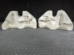 CM1337 - H638A Hershey Molds Cottage & Lighthouse (2) Ornaments Mold