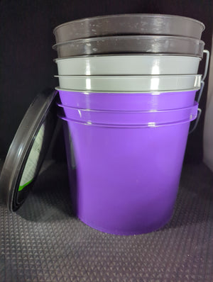 CMS0014 - Purple, Gray, Black 2 Gal Buckets W/ Blk Lid - reusable (2 part)