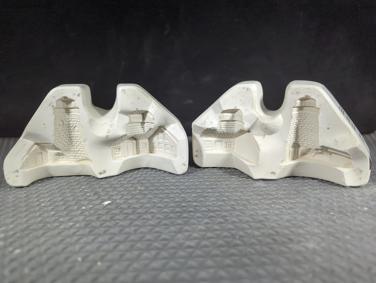 CM1338 - H638A Hershey Molds Cottage & Lighthouse (2) Ornaments Mold