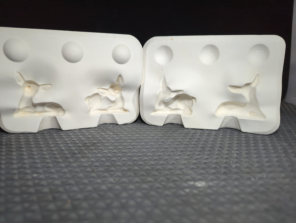K-14 Kimple Two Laying Deer plaster casting mold, listed as used, good condition