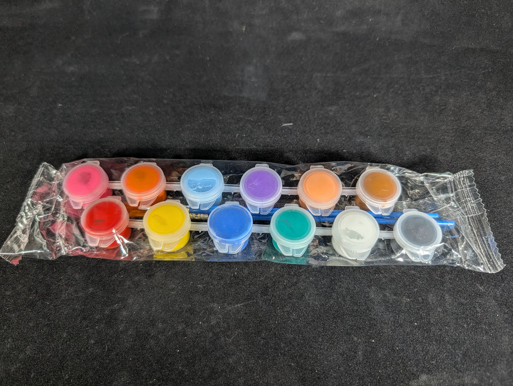 Castaway Market 12 Pack Acrylic Paints with Two Brushes casting supply, listed as new