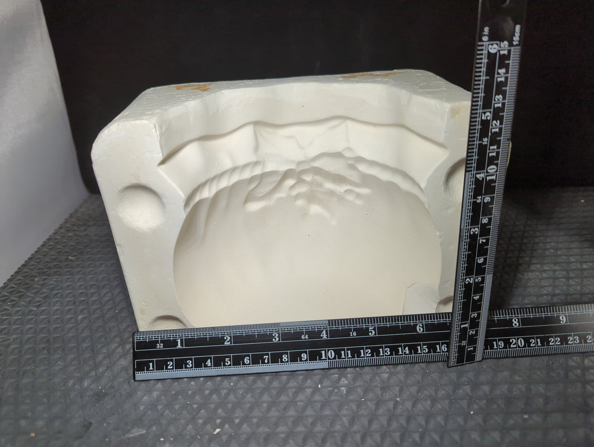 Unknown Maker  70 Holly Bag plaster casting mold with christmas design, listed as used, good condition, view 2