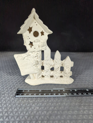 CM1128B4 - 3048 Kimple Love Grows here Birdhouse Low Fire Bisque