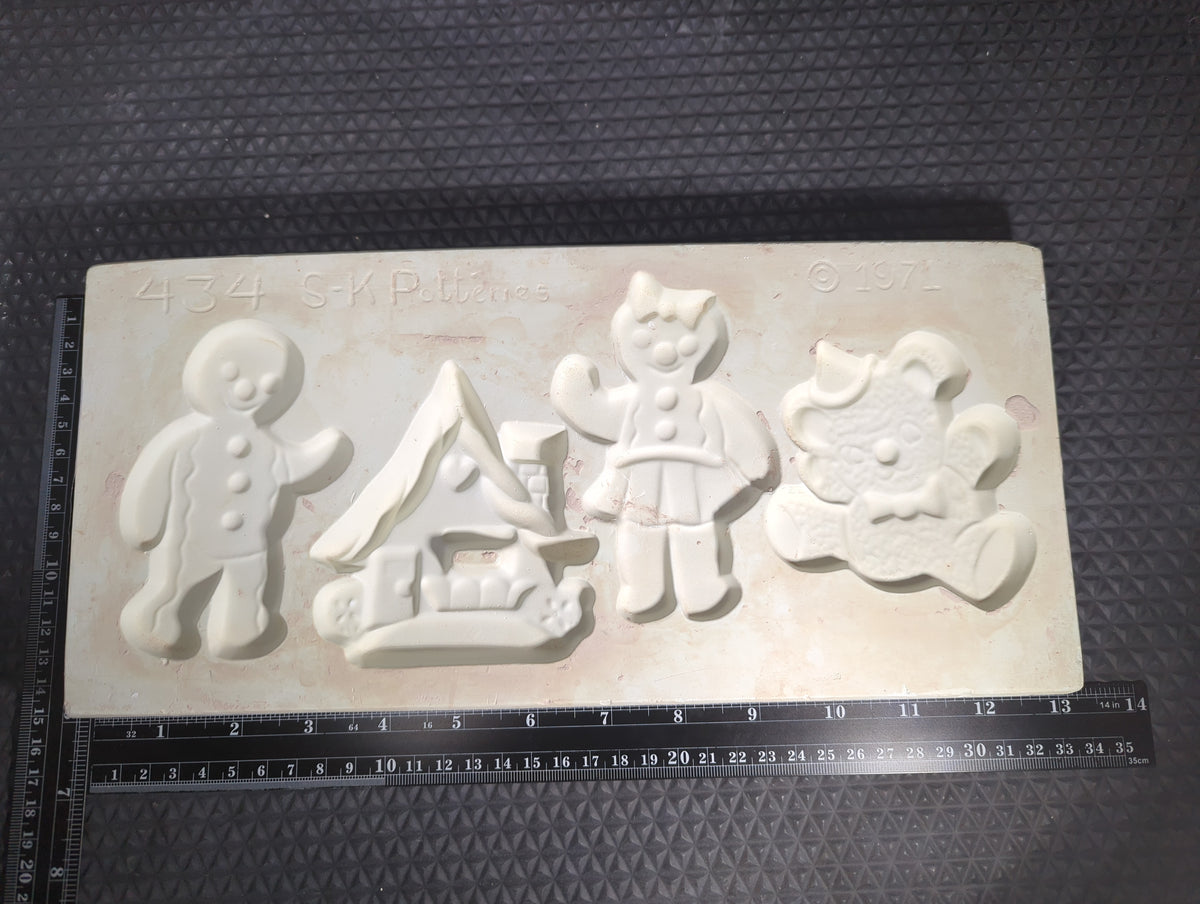 CM1345 - 434 SK Potteries Ornament (4) Open Pour Gingerbread Mold