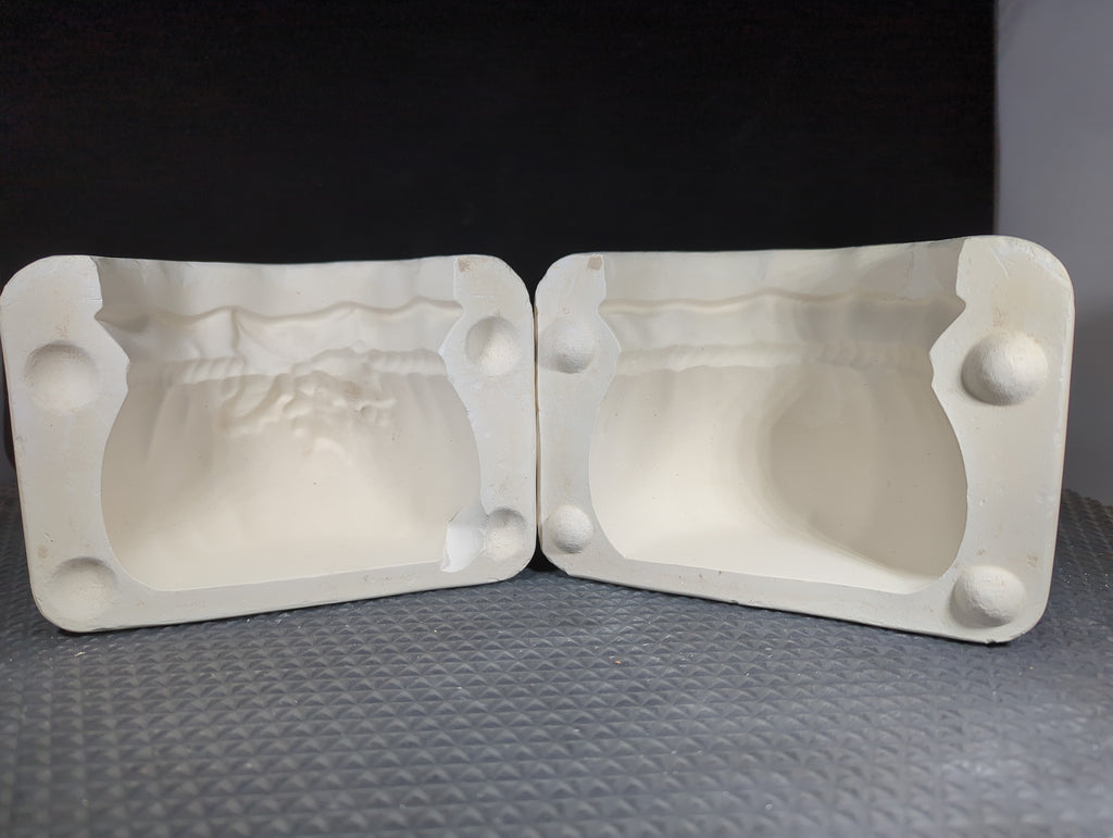 Unknown Maker 70 Holly Bag plaster casting mold with christmas design, listed as used, good condition