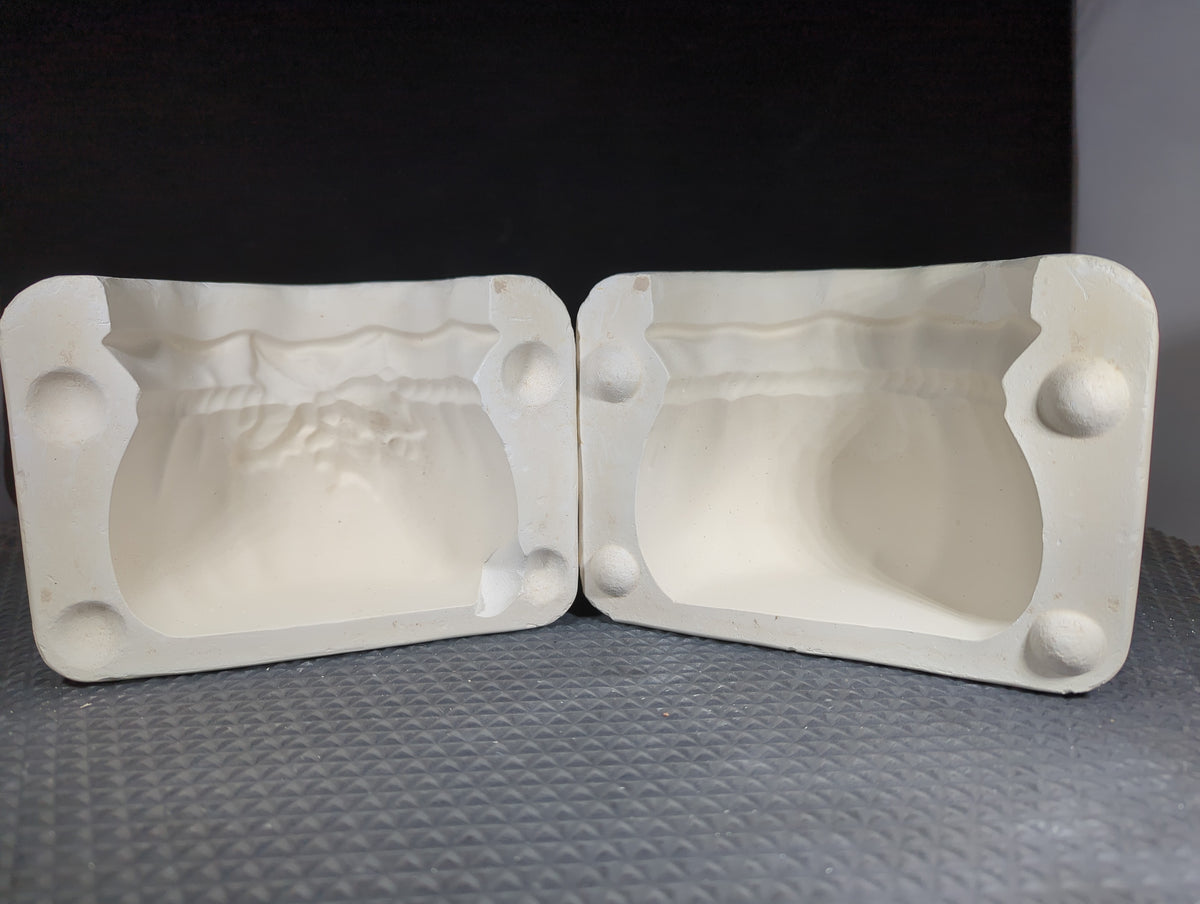 Unknown Maker 70 Holly Bag plaster casting mold with christmas design, listed as used, good condition
