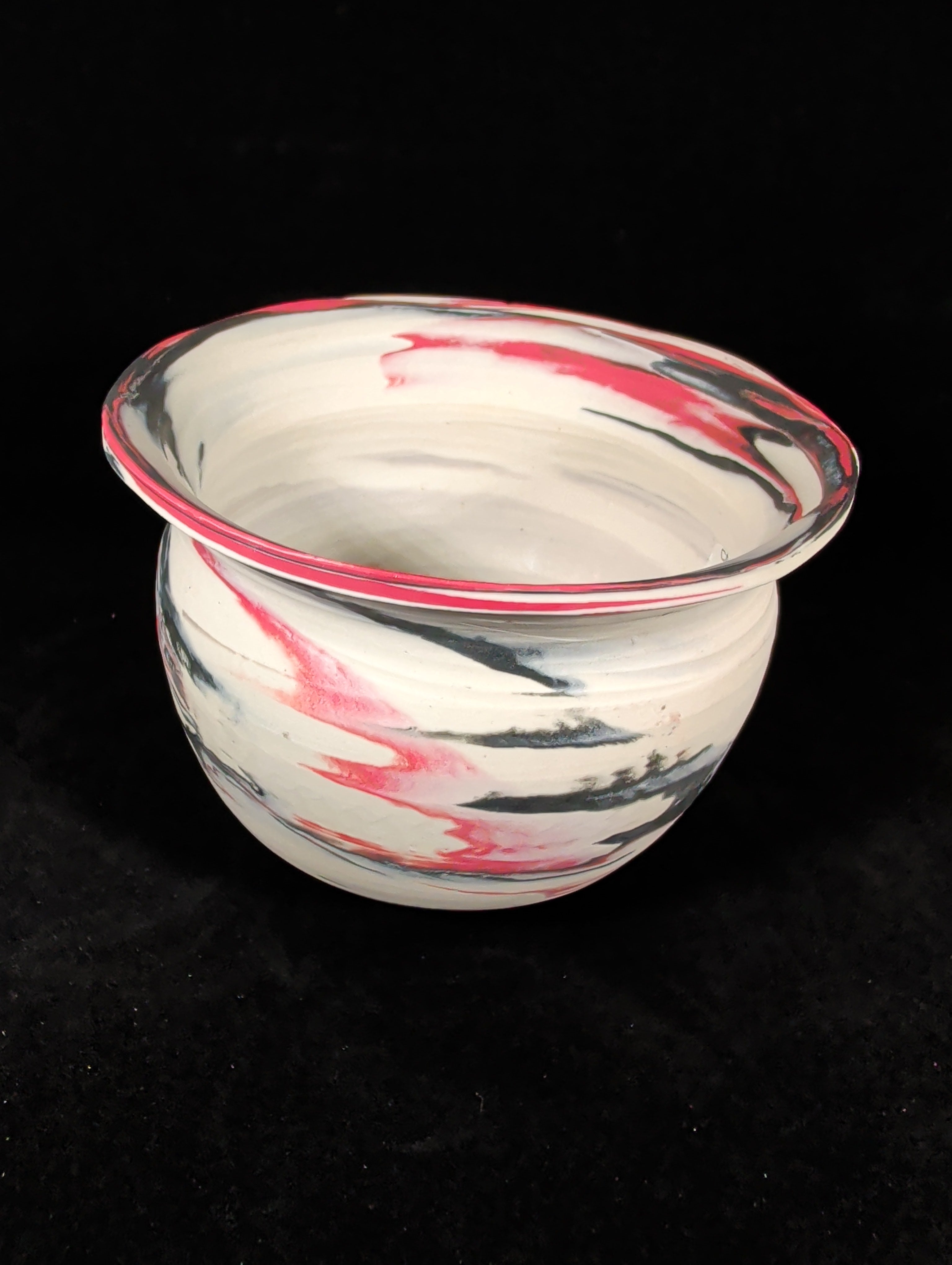 CMA0010 - Red, Black and White Marbled Bowl by Abby