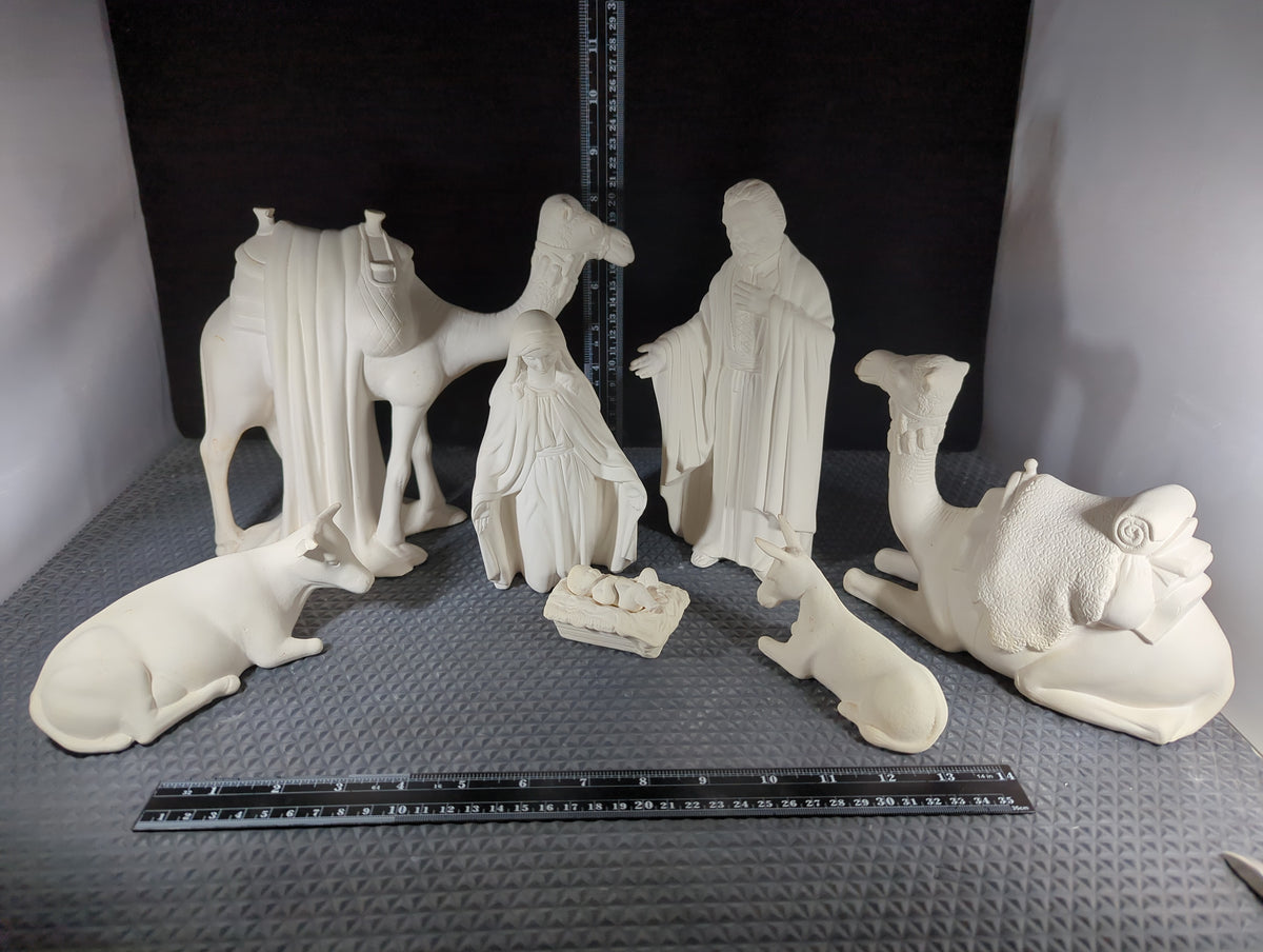 CM1493B - Nativity Set Holy Family and Animals Low Fire Bisque