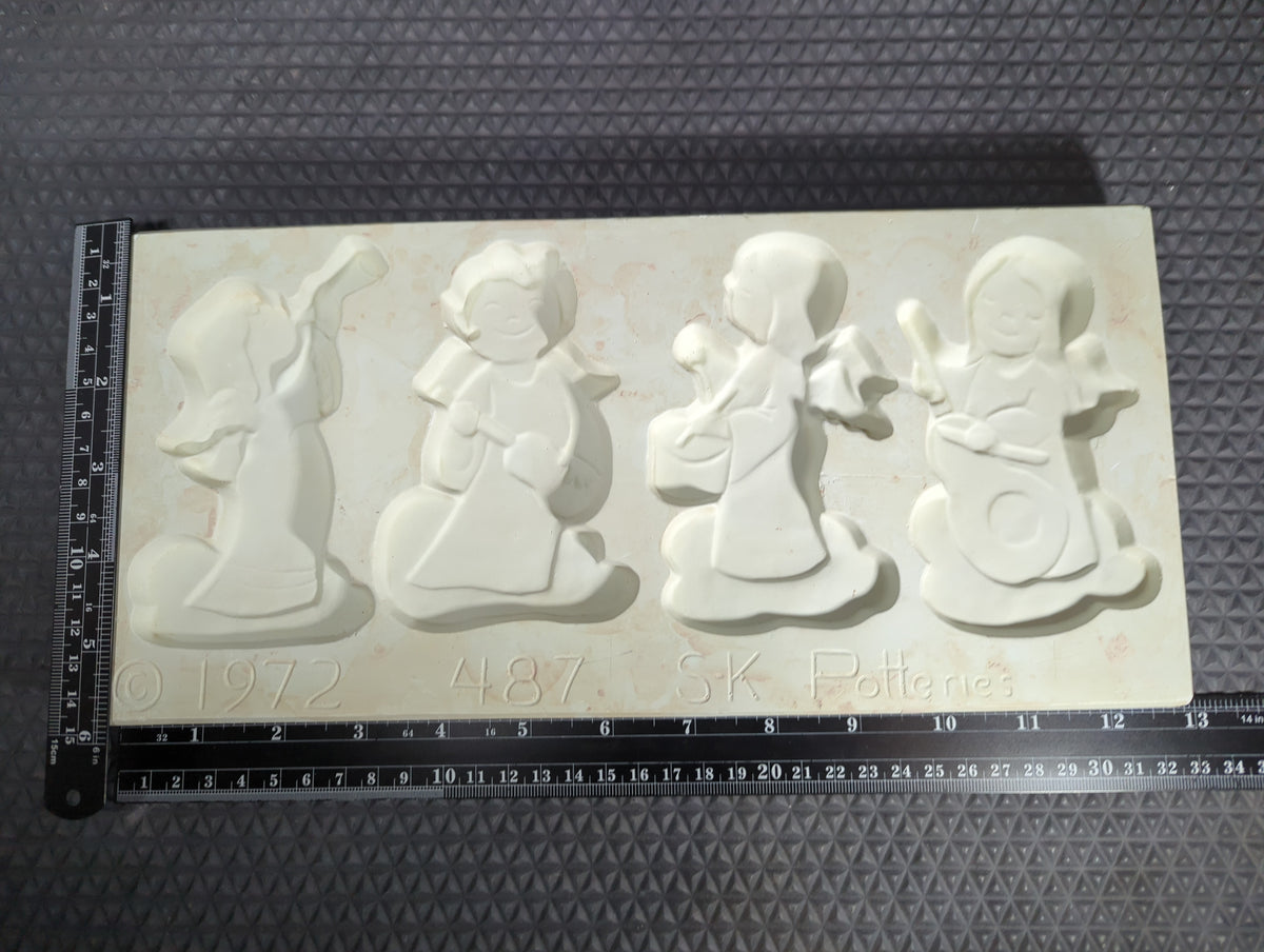 CM1317 -  487 SK Potteries Open Pour (4) Angels Ornaments Mold