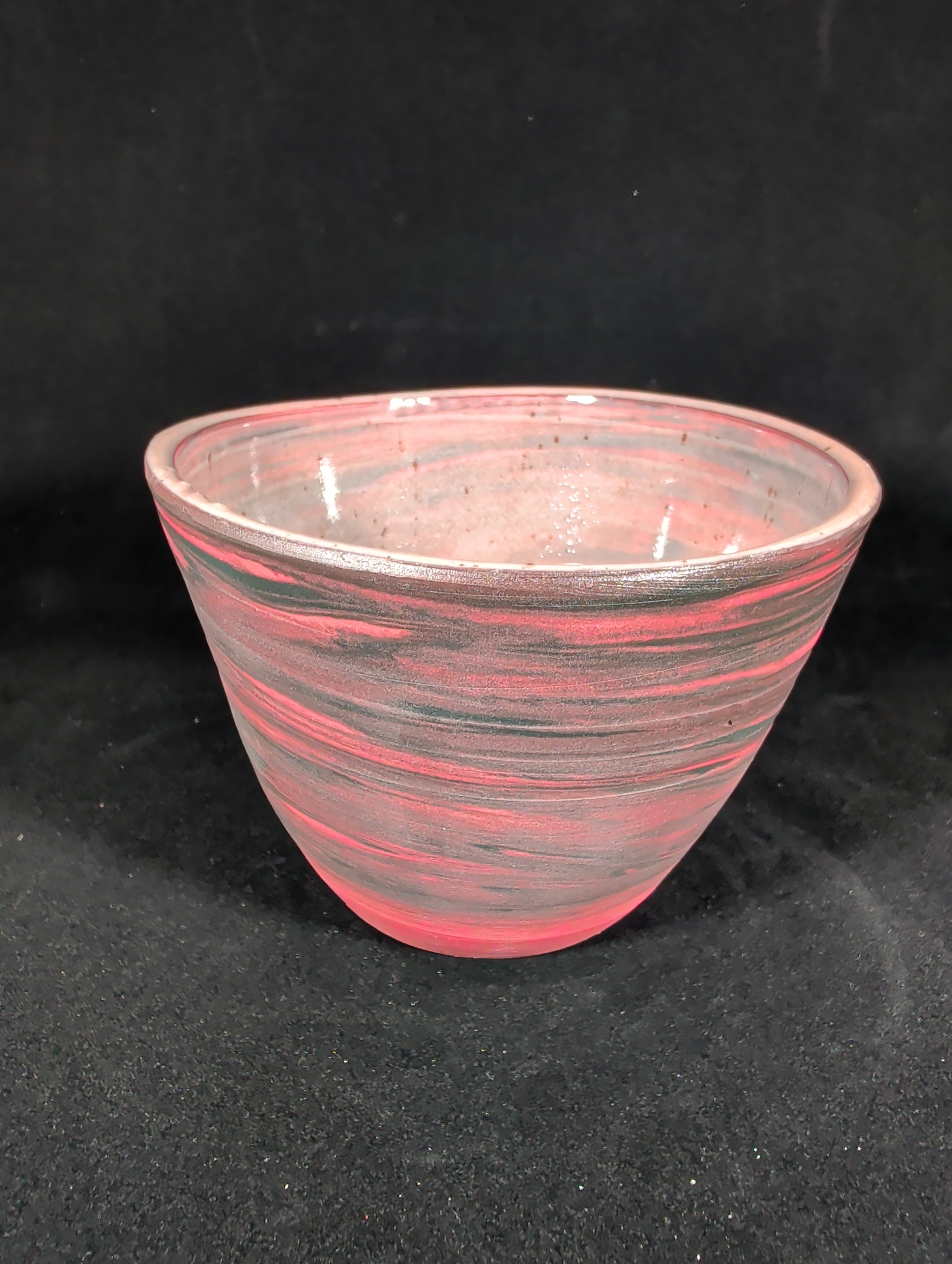 CMA0007 - Red and Black Marbled Bowl by Abby