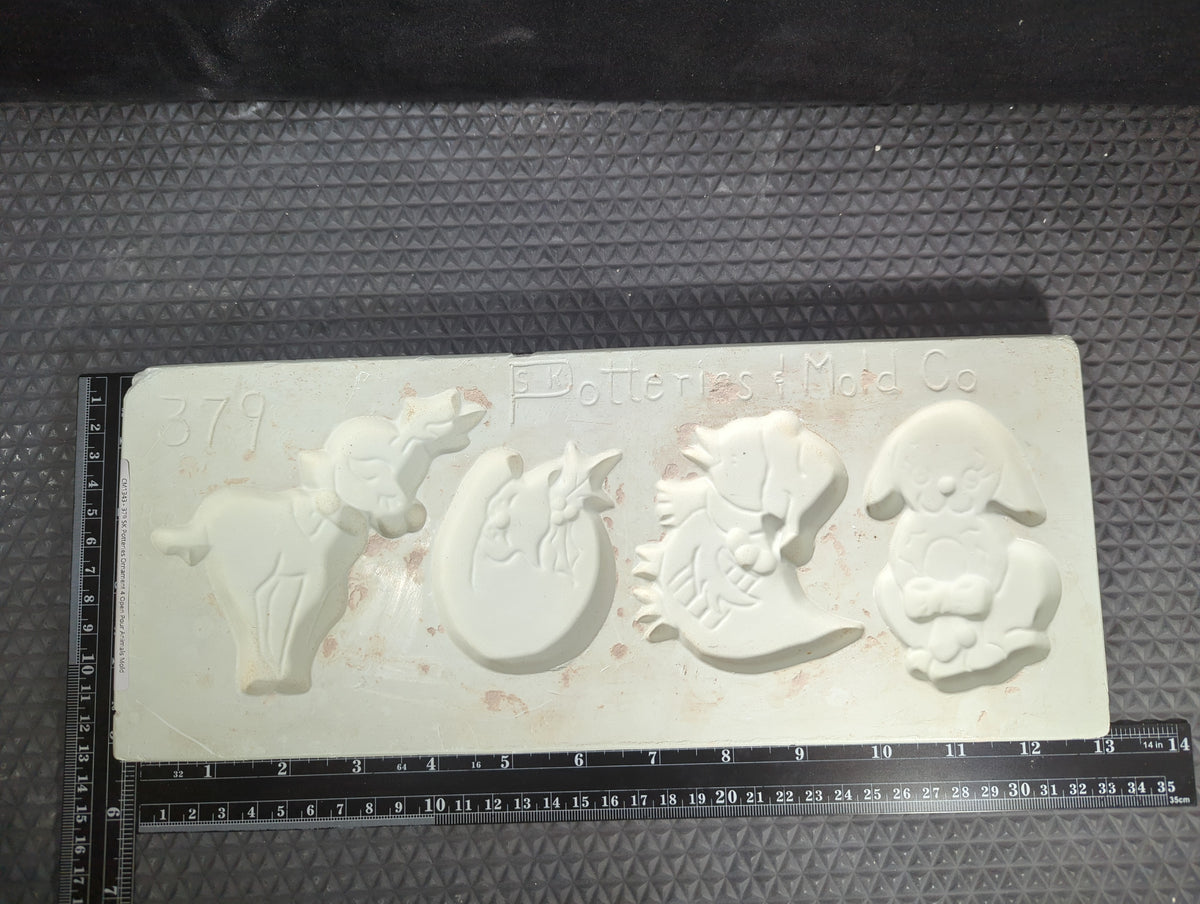 CM1343 - 379 SK Potteries Ornament 4 Open Pour Animals Mold